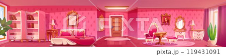 Panoramic princess bedroom interior 119431091