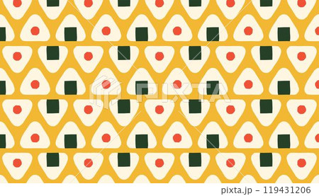 海苔おにぎりと梅干しおにぎりのパターン 壁紙 背景素材 119431206