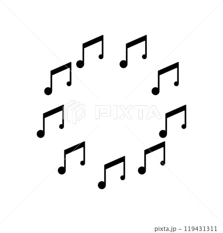 Music circle frame. Sound round border design. Music circle frame. Sound round border design. 119431311