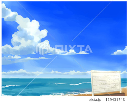 白い看板と海 119431748
