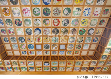 橘寺　往生院の花咲き誇る天井画（奈良県明日香村） 119432855