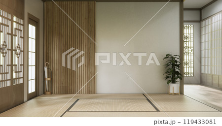 Mock up empty, Modern japanese tatami mat floor, room japanese traditional style. 3D rendering 119433081