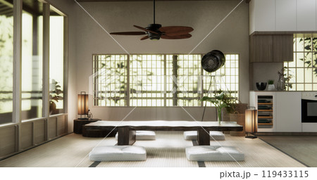 Japanese traditional style with decoration muji minimal. 3D rendering Japanese traditional style with decoration muji minimal. 3D rendering 119433115