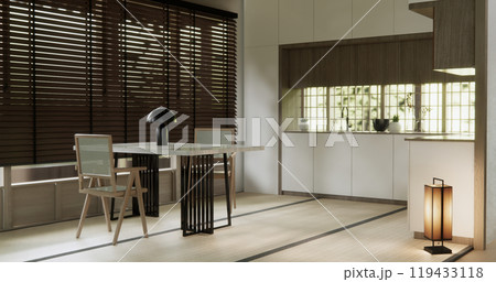 Kitchen room modern japanese style .3D rendering Kitchen room modern japanese style .3D rendering 119433118
