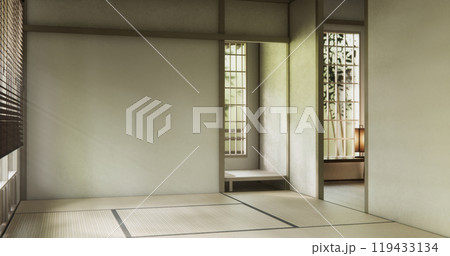 Mock up empty, Modern japanese tatami mat floor, room japanese traditional style. 3D rendering 119433134