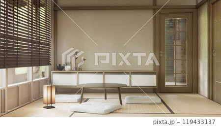 Japanese traditional style with decoration muji minimal. 3D rendering Japanese traditional style with decoration muji minimal. 3D rendering 119433137