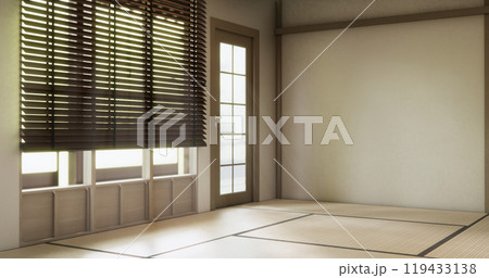 Mock up empty, Modern japanese tatami mat floor, room japanese traditional style. 3D rendering Mock up empty, Modern japanese tatami mat floor, room japanese traditional style. 3D rendering 119433138
