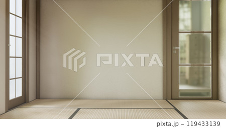 Mock up empty, Modern japanese tatami mat floor, room japanese traditional style. 3D rendering Mock up empty, Modern japanese tatami mat floor, room japanese traditional style. 3D rendering 119433139
