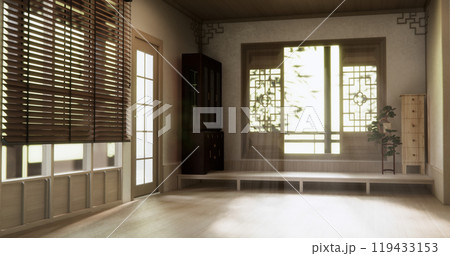Empty room,Clean japanese traditional style wooden design minimalist room interior, 3D rendering Empty room,Clean japanese traditional style wooden design minimalist room interior, 3D rendering 119433153
