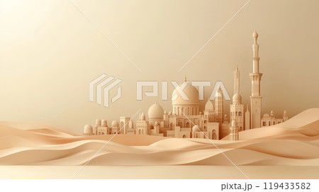 Illustration of iconic Middle Eastern architecture 119433582