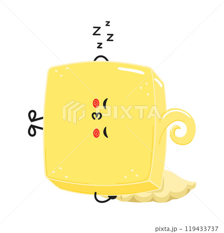 Butter sleeping character. Vector hand drawn cartoon kawaii character illustration icon. Isolated on white background. Butter sleep character concept 119433737