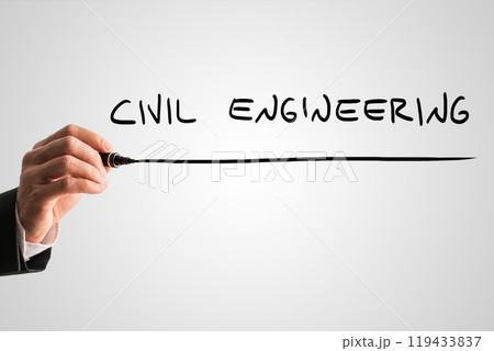 Man writing the words Civil engineering 119433837