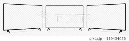 Realistic tv mockup. TV transparent screen mockup isolated on transparent background 119434026