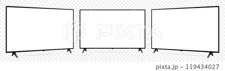 Realistic tv mockup. Blank television screen isolated on transparent background 119434027
