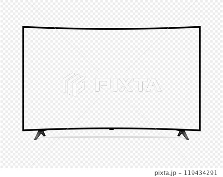 Realistic curved tv with transparent screen isolated on transparent background 119434291
