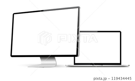 Realistic computer screen with laptop mockup Realistic computer screen with laptop mockup 119434445