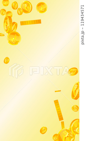 Indian rupee coins falling. Scattered gold INR Indian rupee coins falling. Scattered gold INR 119434571
