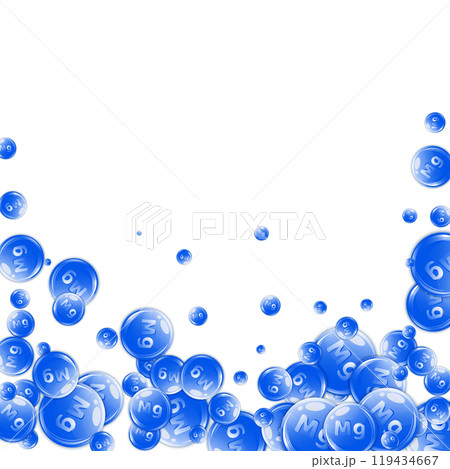 Magnesium round capsules scattered randomly. Magnesium round capsules scattered randomly. 119434667