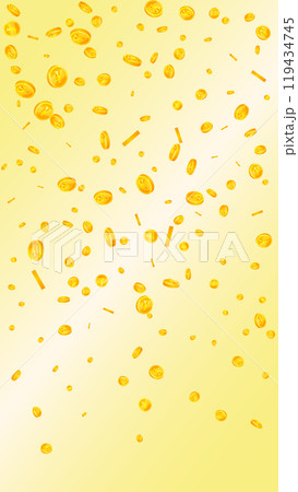 Chinese yuan coins falling. Scattered gold CNY 119434745