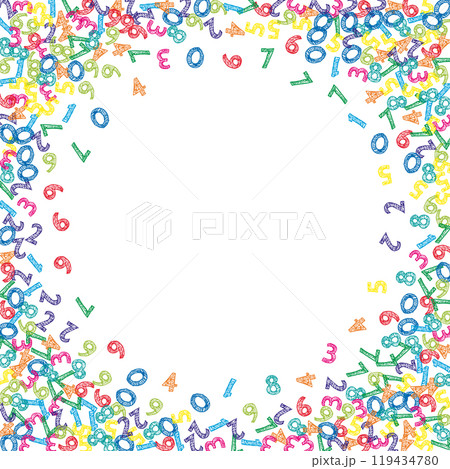 Flying latin letters. Colorful childish scattered 119434780