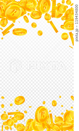 Thai baht coins falling. Gold scattered THB 119434800