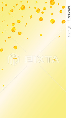 Korean won coins falling. Scattered gold WON 119434891