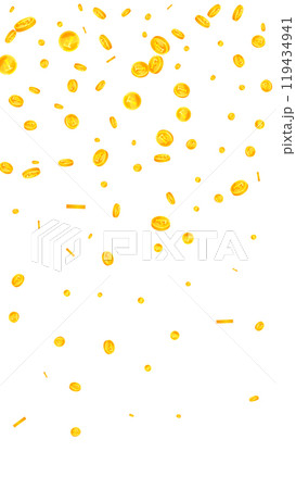 Swiss franc coins falling. Gold scattered CHF 119434941
