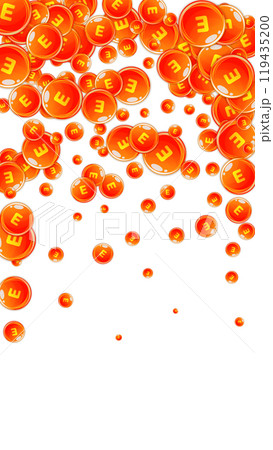 Vitamin E round capsules scattered randomly. 119435200