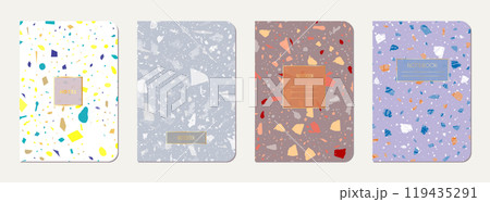 School notebook cover design. Terrazzo abstract School notebook cover design. Terrazzo abstract 119435291