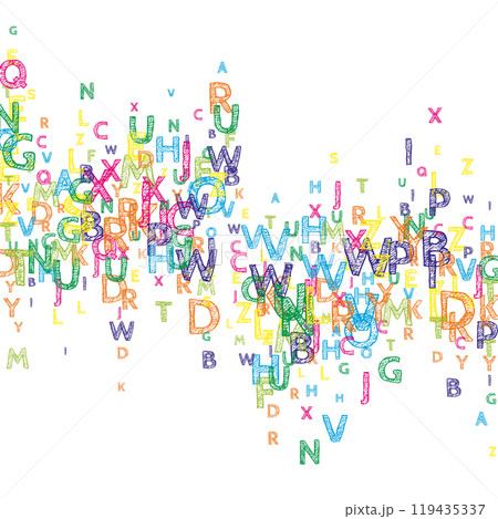 Scattered letters of latin alphabet. Colorful Scattered letters of latin alphabet. Colorful 119435337