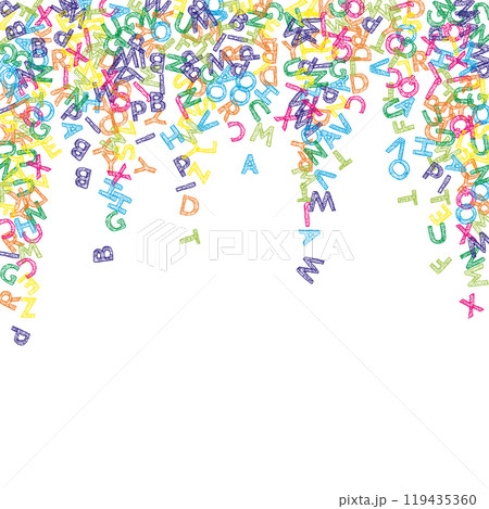 Flying latin letters. Colorful childish scattered 119435360