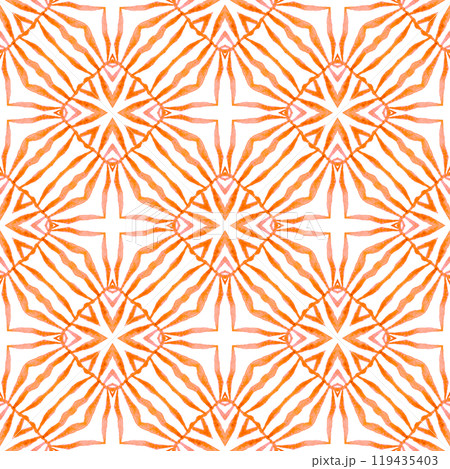Trendy organic green border. Orange graceful boho 119435403