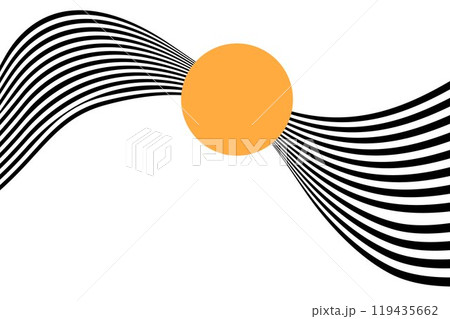 Abstract background of black and white wavy stripes with orange circles on a white background. Illusion. Eps 10 Abstract background of black and white wavy stripes with orange circles on a white background. Illusion. Eps 10 119435662