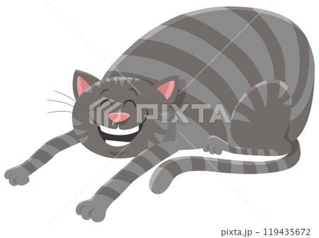 happy cartoon tabby cat animal character 119435672