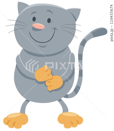 cartoon funny gray cat or kitten animal character cartoon funny gray cat or kitten animal character 119435674