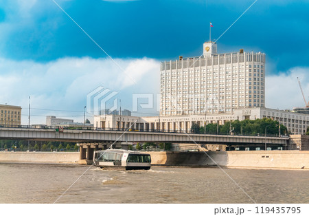 House of the government of the russian federation, White House, at summer sunset, Moscow, Russia. 119435795