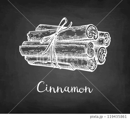 Cinnamon sticks chalk sketch. 119435861