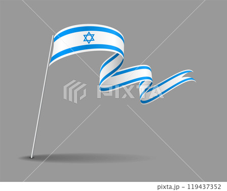 Israeli flag wavy background layout. Vector illustration. 119437352