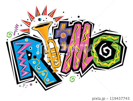 an illustration of Many Colors Ritmo Slogan typograph design vector 119437743