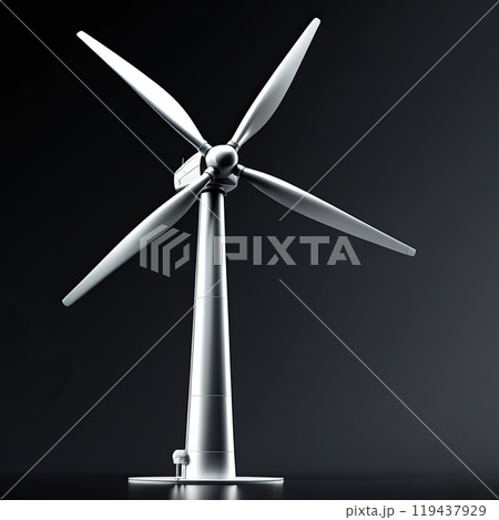 Wind power generator isolated, in black bckground 119437929