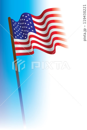 Waving of American flag on flagpole, official colors 119438221
