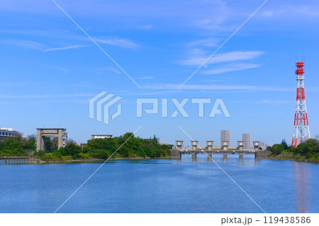 東京都江戸川区江戸川水門周辺2024年10月 119438586