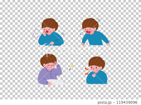 Cold and flu symptoms illustration Cold and flu symptoms illustration 119439096