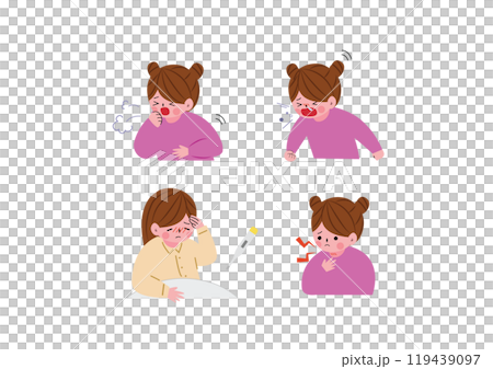 Cold and flu symptoms illustration 119439097