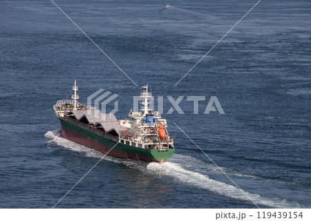 来島海峡の潮流の中を航行する貨物船 来島海峡の潮流の中を航行する貨物船 119439154