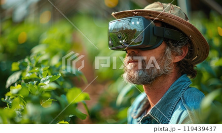 Technology in Agricultural field, cultivated and plantation with futuristic smart objects 119439437