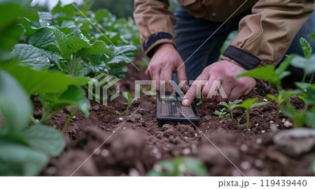 Technology in Agricultural field, cultivated and plantation with futuristic smart objects 119439440
