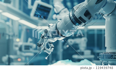 AI and robotic automation in healthcare sector. Modern health and surgical concepts. 119439748