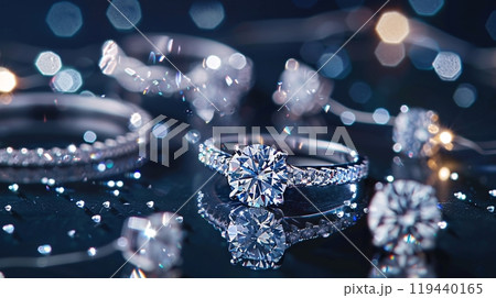 Crystal rings jewelry made by diamond. Gem accessory for beauty and fashion 119440165