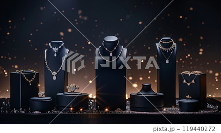Crystal necklace jewelry made by diamond. Gem accessory for beauty and fashion 119440272